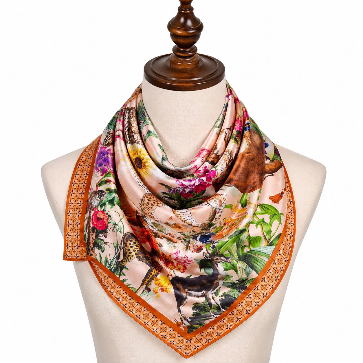 Designer Jungle Print Silk Foulard